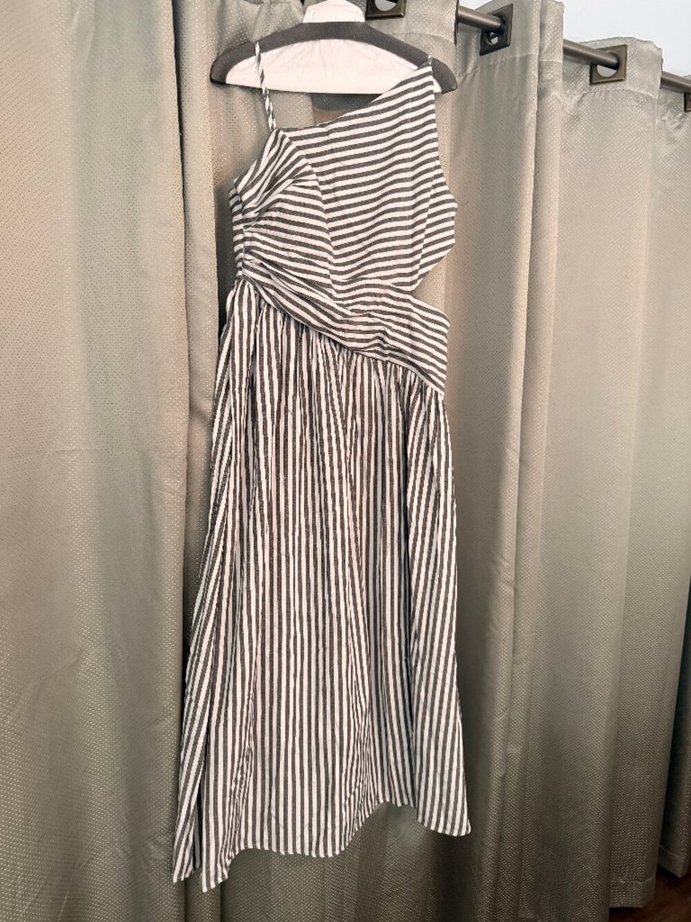 Commense Striped Cut-Out Asymmetric Cami Maxi Dress